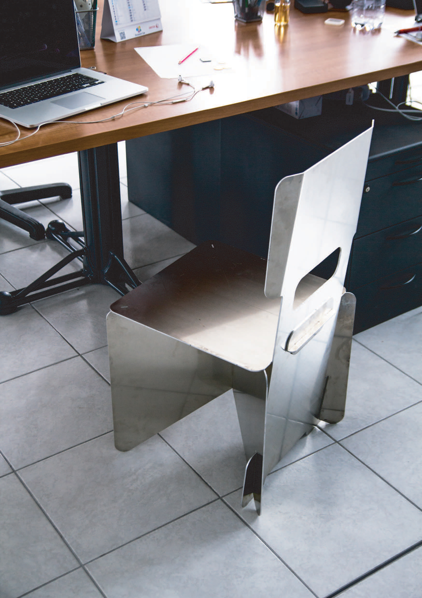 Assembled prototype in front of a desk in the office